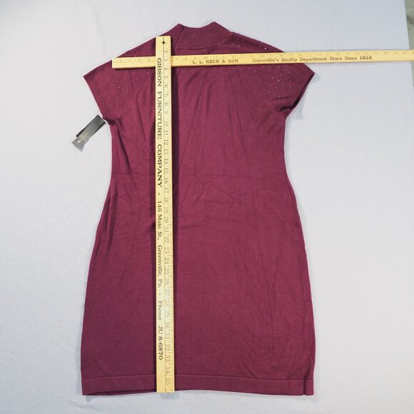 AB Studio Sweater Dress Womens Large Burgundy Studded Rhinestone Coquette Classy - Picture 6 of 9